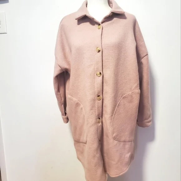 Design Lab Pink Textured Button-Front Jacket Shacket - Picture 2 of 5